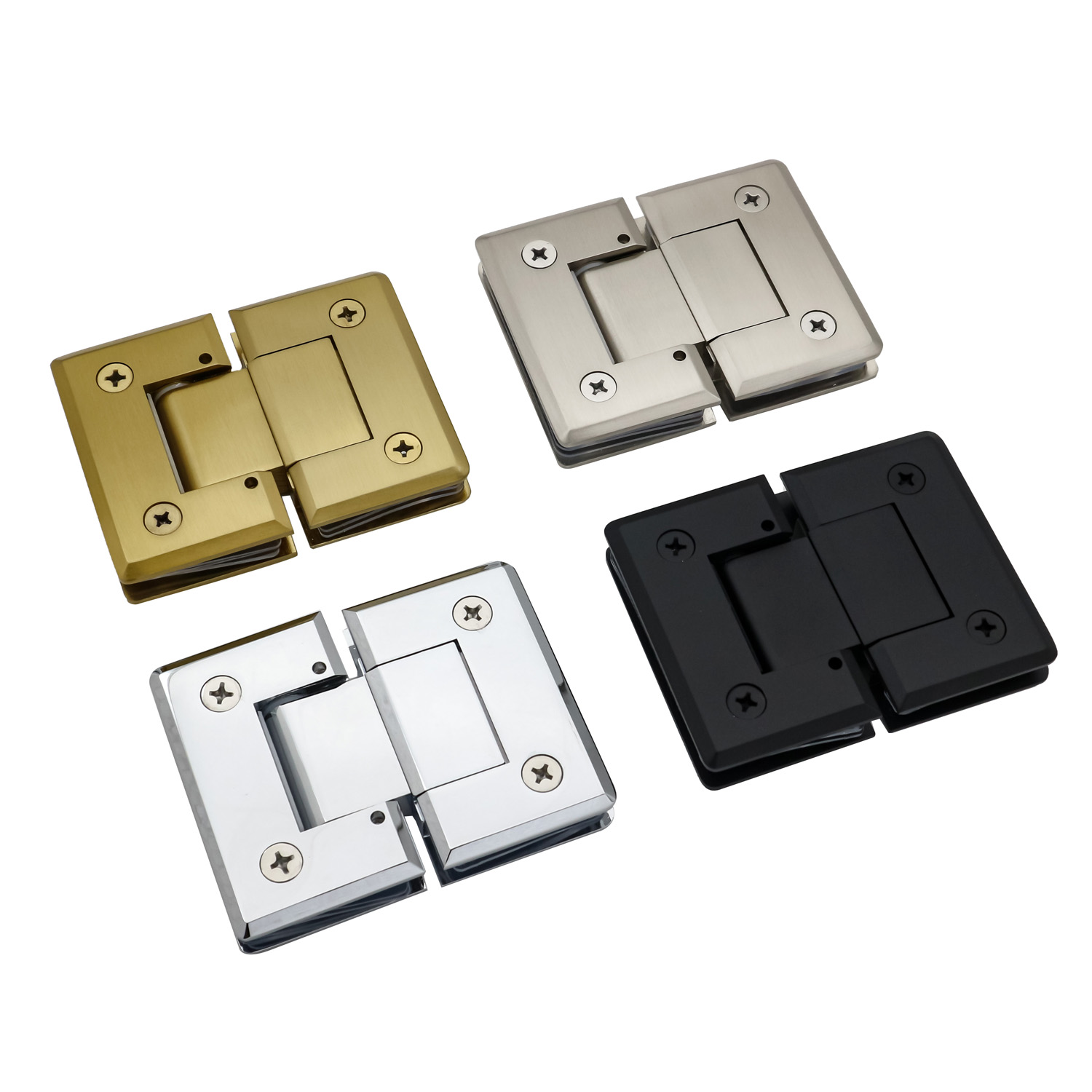 Polished Finish Brass Glass to Glass Hinge for 8-12mm Glass Retail Displays