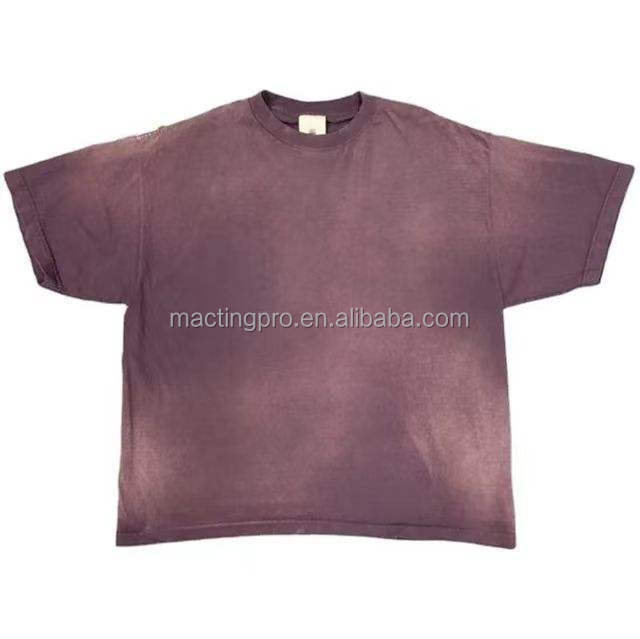 Custom Logo Heavyweight Hip Hop Style 300 Grams Acid Washed Oversized Distressed Tshirt
