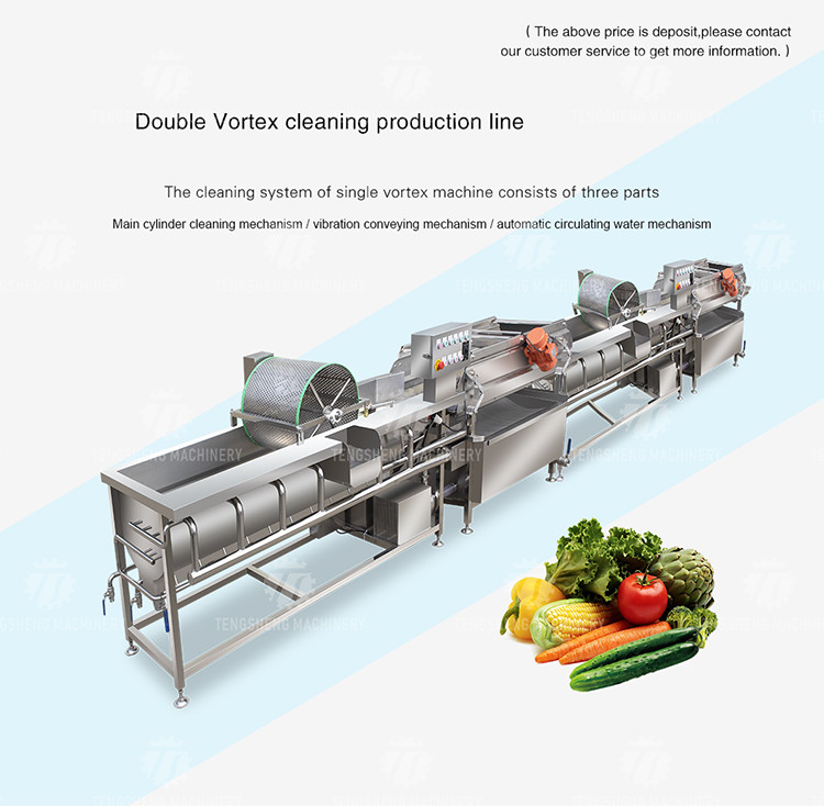 2400L 1800KG/H Fruit Vegetable Washing Line With Swirling Bubbles