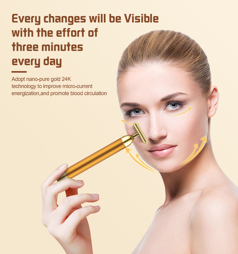 DC 1.5V T Type 6000VPM 24K Facial Vibration Beauty Bar