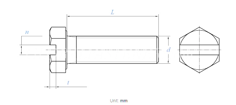Carbon Steel Grade 4.8 8.8 10.9 Slotted Hexagon Screw Cross Recessed Hexagon Bolt Slotted Bolt