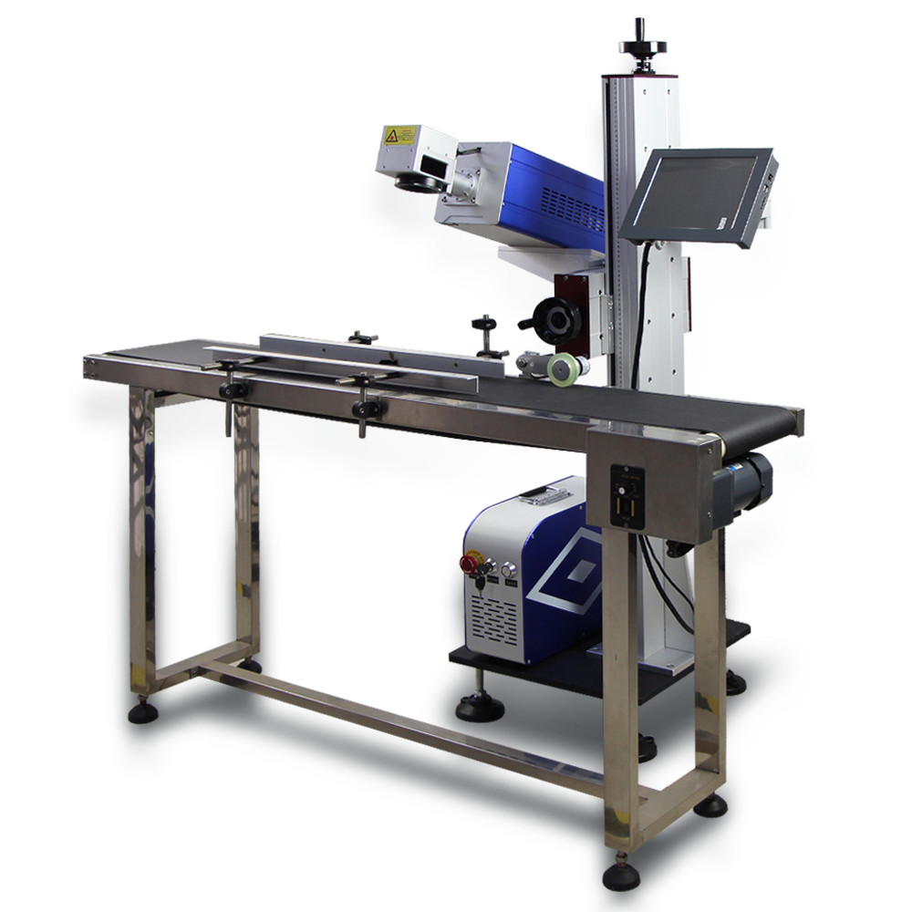20w 30w Flying CO2 Laser Marking Machine With Conveyor