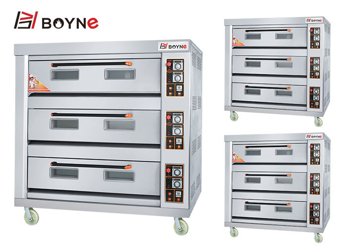 Stainless Steel Three Deck Nice Trays Gas Oven Bakery Gas Oven For Bread Pizza Shop