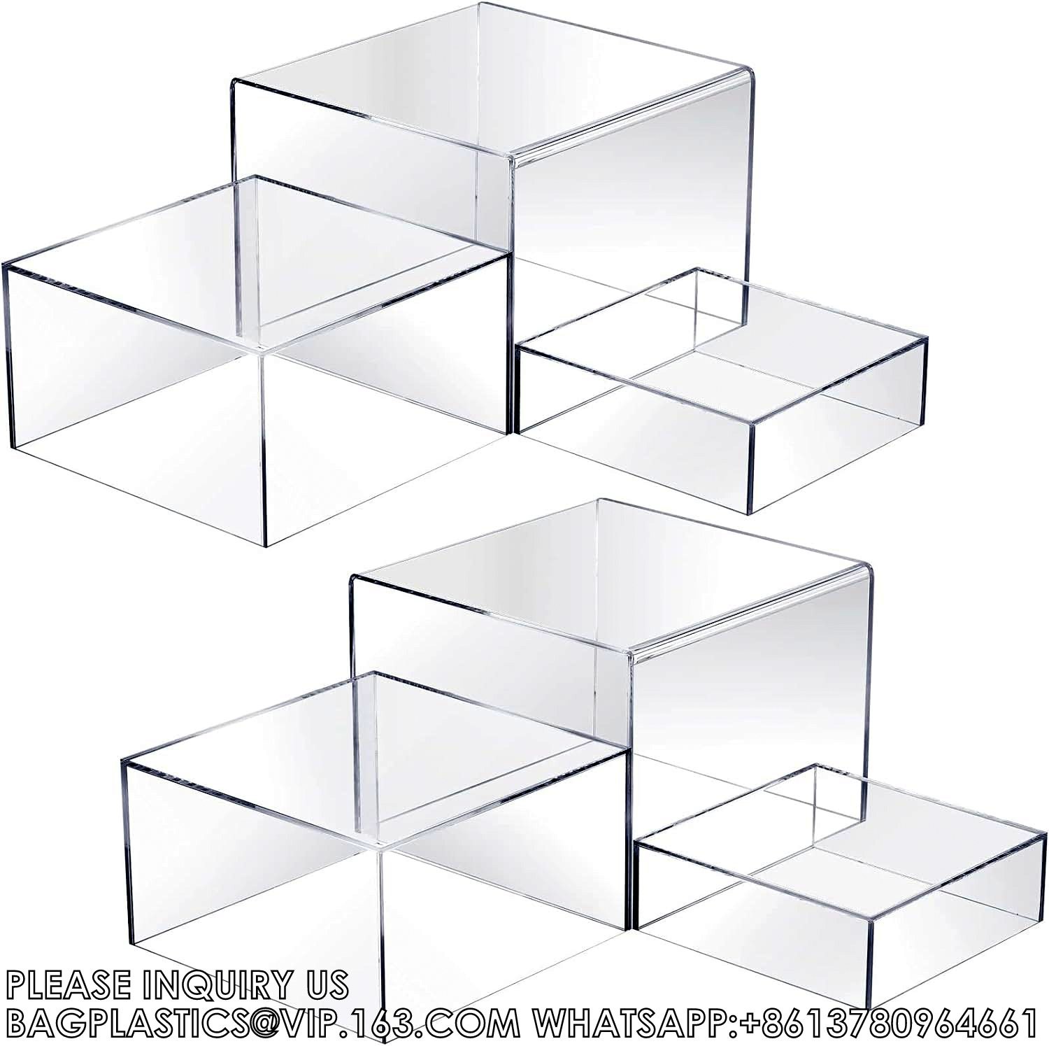 Acrylic Display Risers Acrylic Boxes Acrylic Display Nesting Cubes 5 Sided With Hollow Bottoms Display Stand Shelf