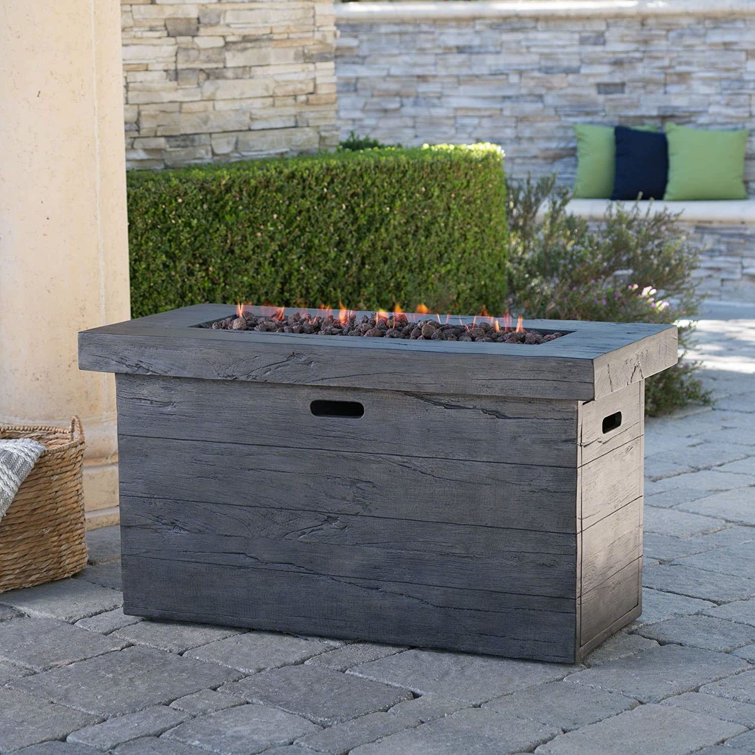 40,000 BTU Grey Gas Square Gardern Fire Pit Outdoor Brazier