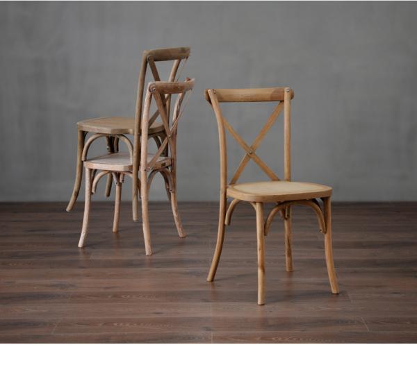 Event rental wedding oak wood cross back chair rattan set X back chair event