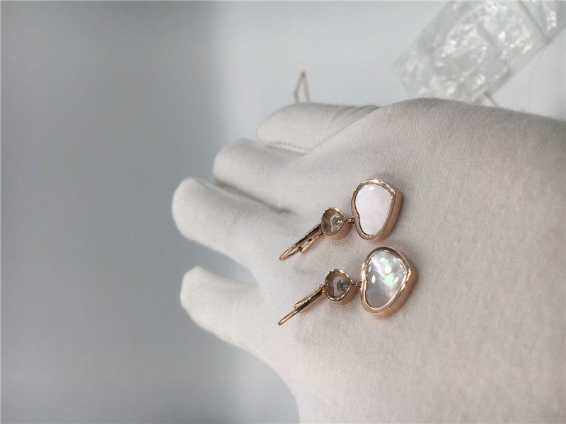 Ladies Chopard Jewelry Happy Gold Heart Earrings 18K With Natural Diamonds Stone