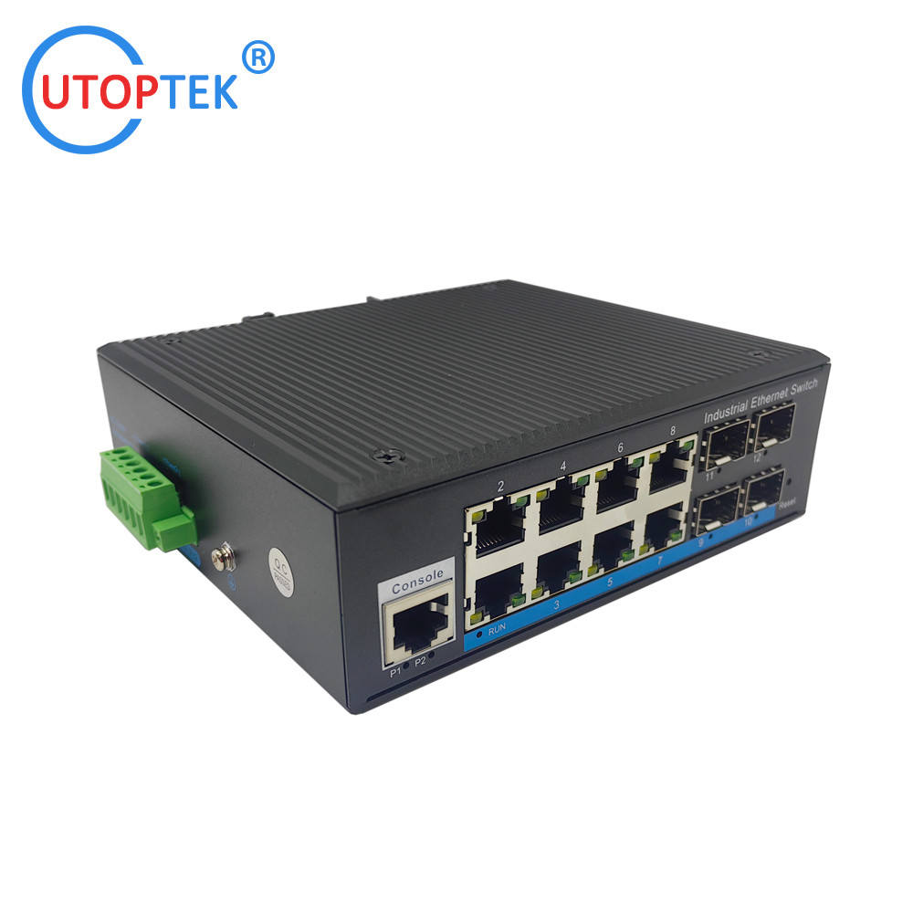 L2 Managed Industrial 4x1000M SFP port +4x10/100/1000M RJ45 POE port +1xConsole port, DIN Rail,-40 ~+85 ℃