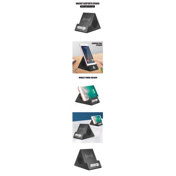 Hot Selling! 4 in 1 Multi-funcational Bluetooth Speaker Wireless Charger+Light Up Logo+Mobile Stand