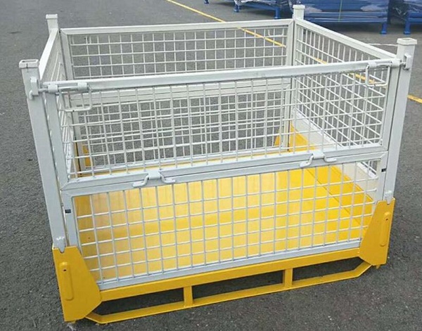 Collapsible Rigid Wire Container with Dual Drop Gate Stackable 3 High 