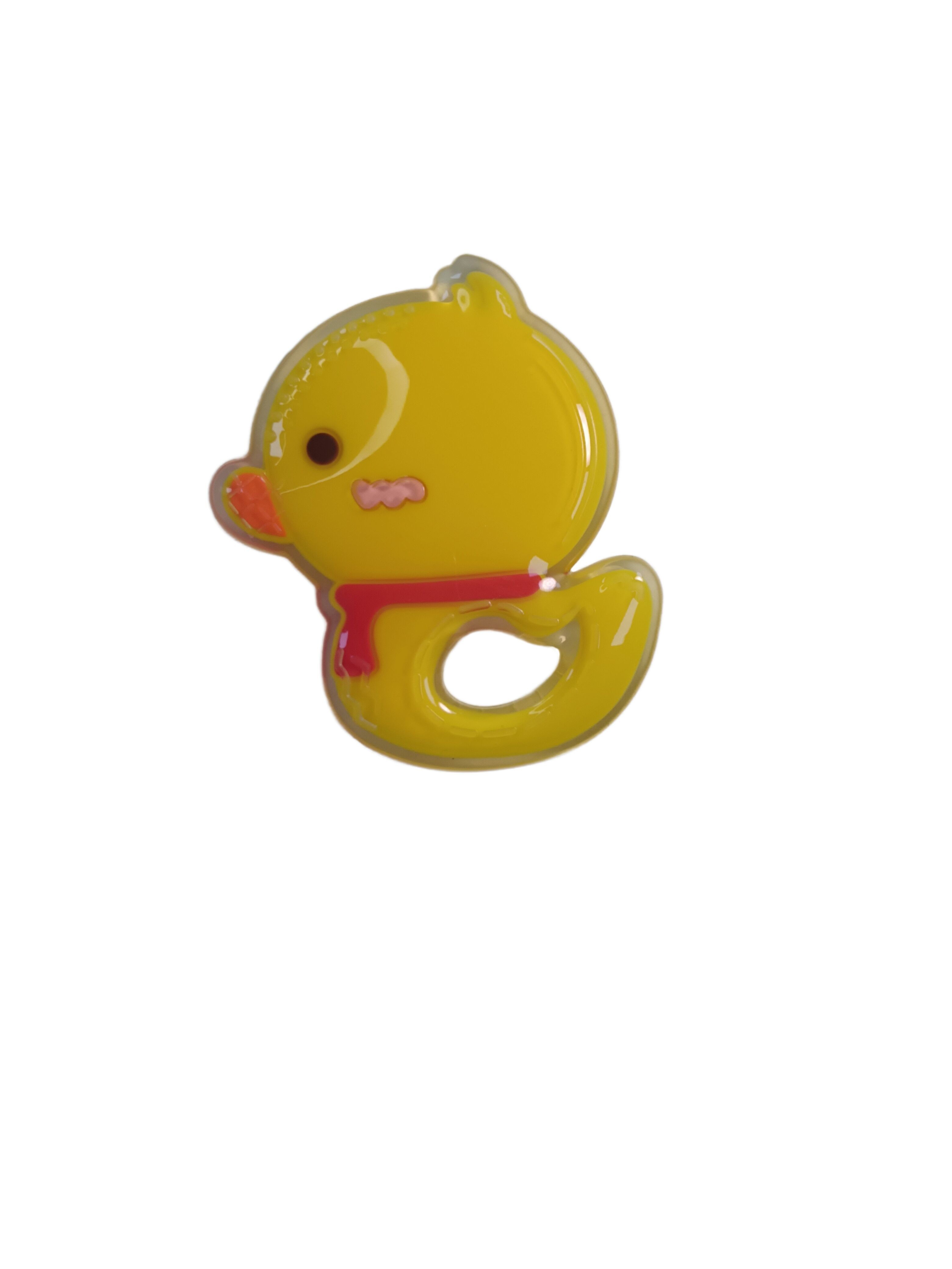 Bulk Silicone Baby Teether Little Yellow Duck Banana Shaped With Size Is 7.7*6.8 cm And Weight Is 31 Gram