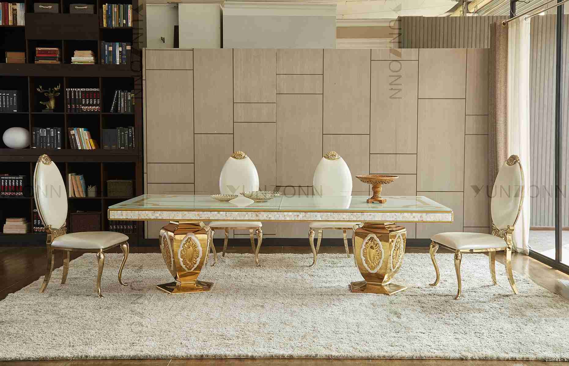 Luxury Noble Atmosphere Wedding Banquet Tables Pattern Dining Table With 10-12 Seaters