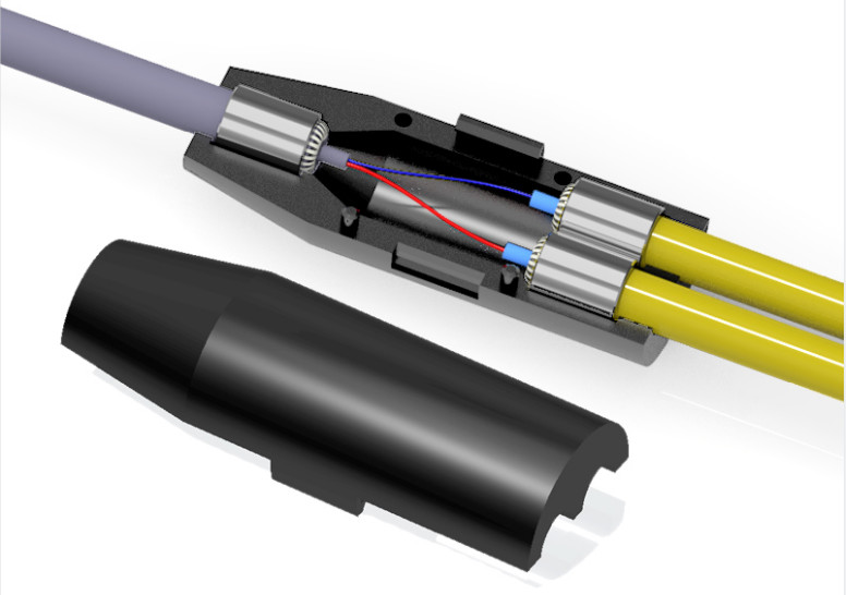 3.0 dia Armored Buffer Tube Fan Out Kit Fiber Optic Cable 2 Core Furcation