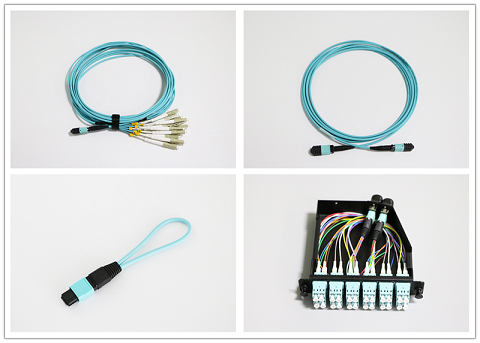 High Stability OM4 MTP Fiber Optical Patch Cord  For 40G Networks 0