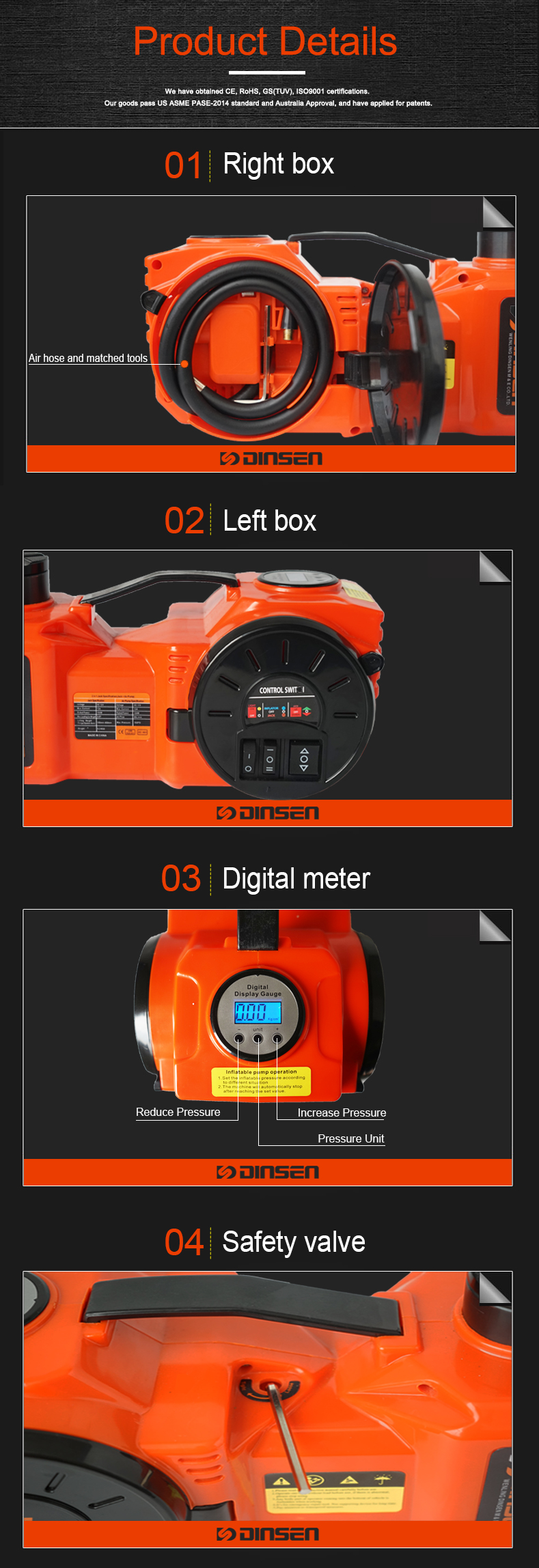 5 Ton Electric Hydraulic Car Jack With Digital Meter Double Cylinder Air Pump