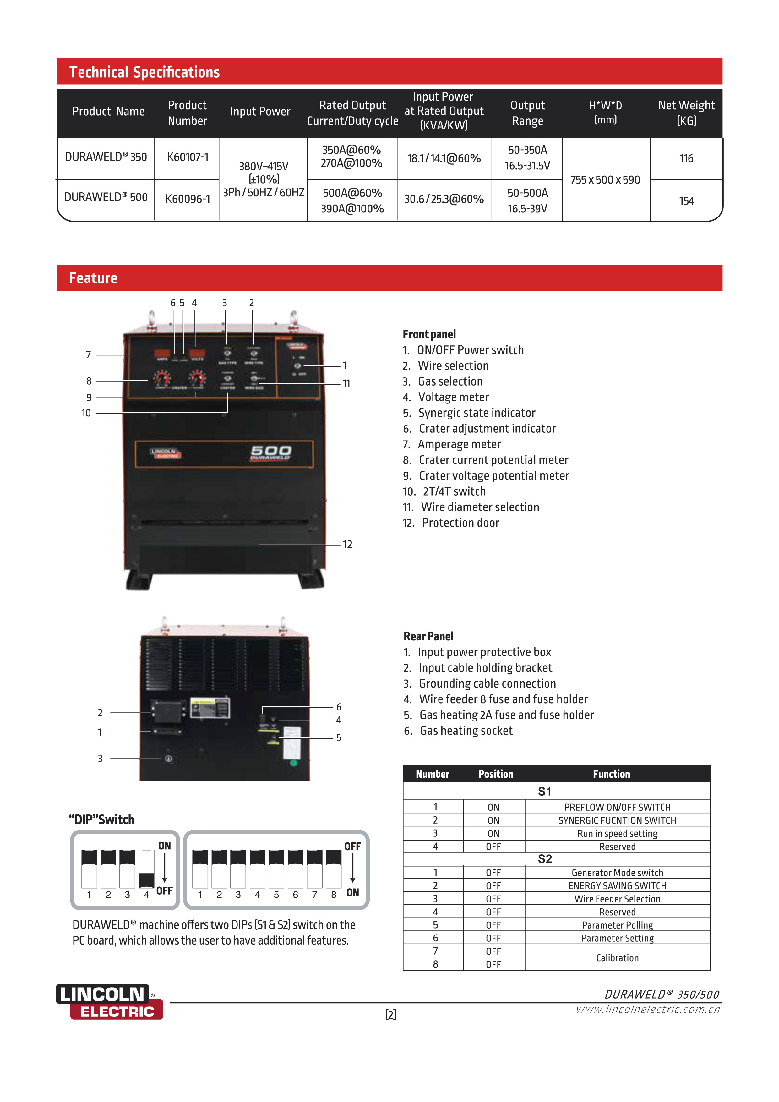 GMAW/FCAW welding machine; Heavy duty MIG/MAG Lincoln welding Machine; Rectifier TIG Welding Machine DURAWELD 350