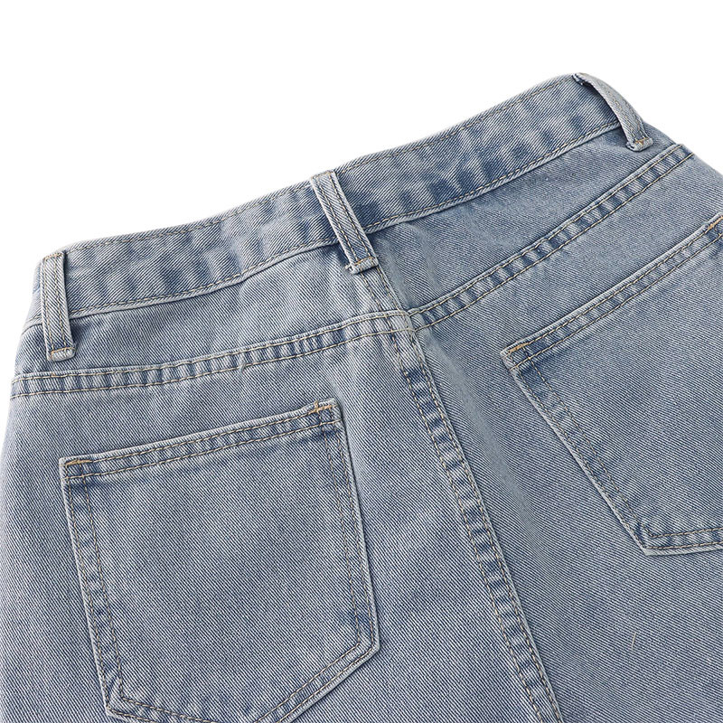 OEM Retro Washed Loose High Waisted Jean Shorts Embroidered Medium Length Pants