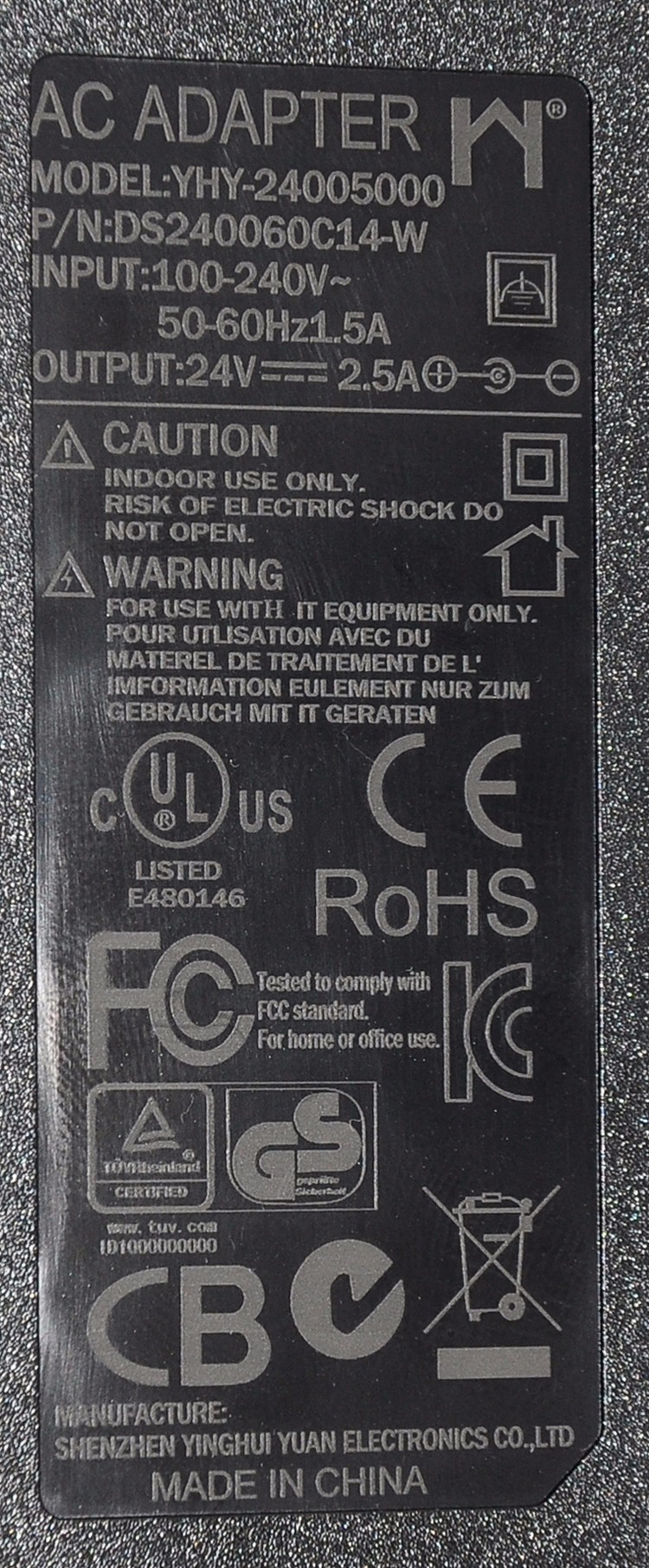 Durable UL Power Supply 24v 2.5a UL62368 California Proposition 65 CEC