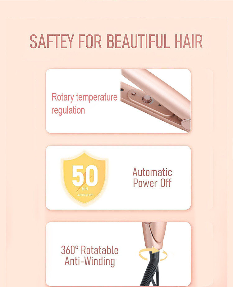 Tourmaline Ceramic Mini Hair Straightener 25W Smart Constant Temperature