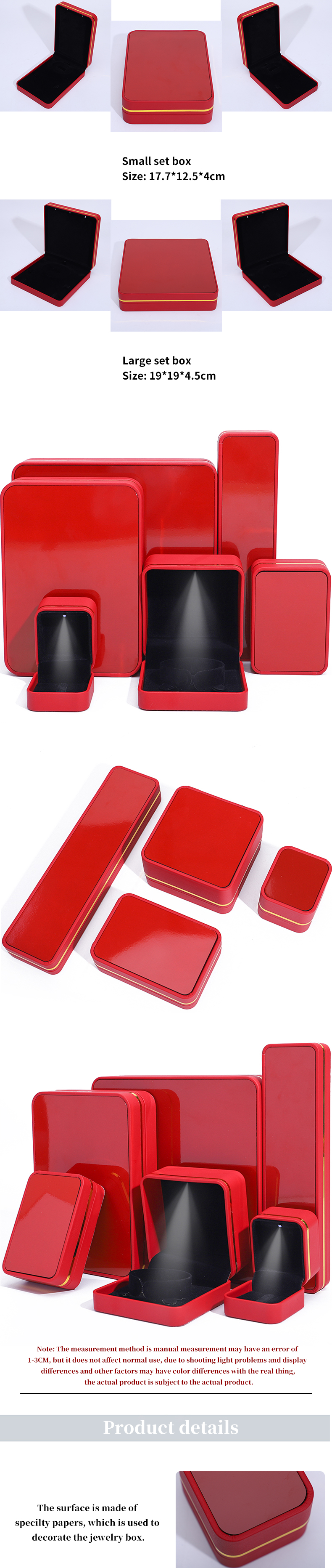 Rectangle LED Lighted Leather Jewelry Box , Custom Jewellery Boxes wholesale