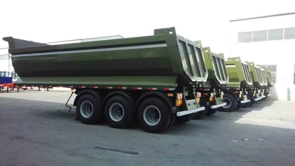 Hydraulic Sand Transporting Dump Truck Semi Trailer Type Landing Gear Standard 28 Ton