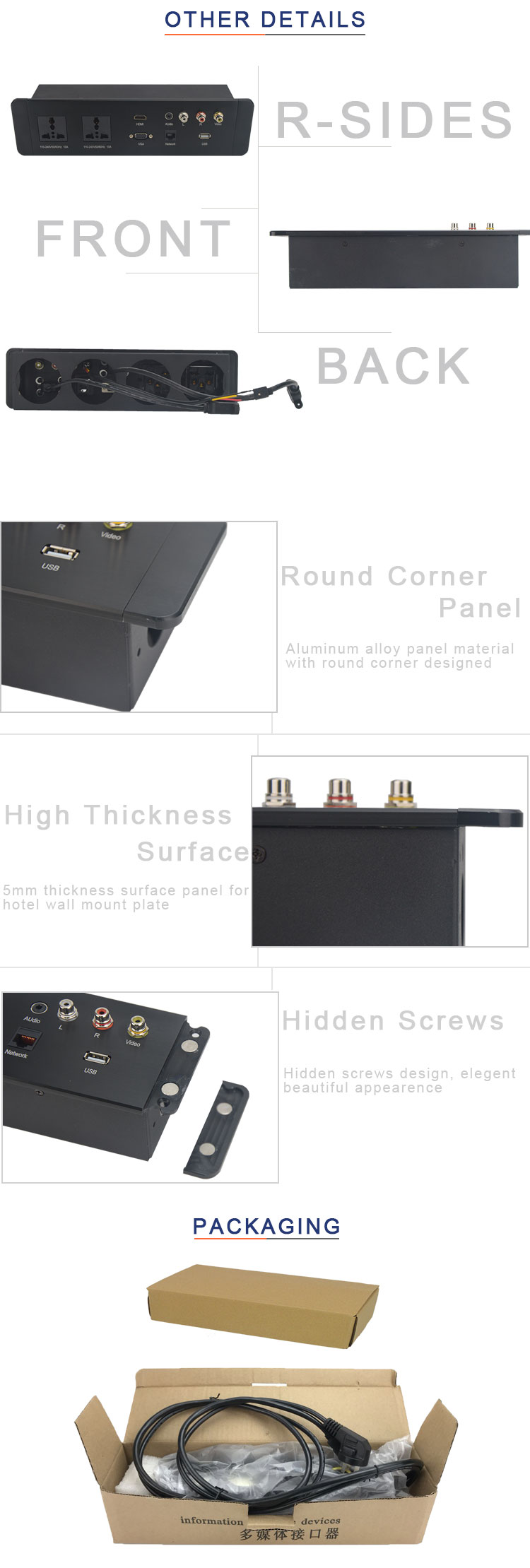 Wall Socket Plate/Smart Office Wall Plate with Power Plug