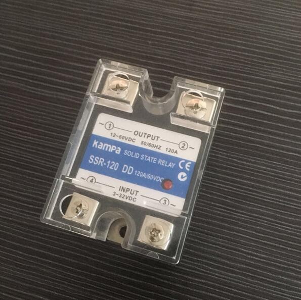 Miniature SSR 100Amp Single Phase SSR Industrial Relay DC Input 3-32VDC control Output 12-60VDC Black SSR Relay(SSR-120DD)