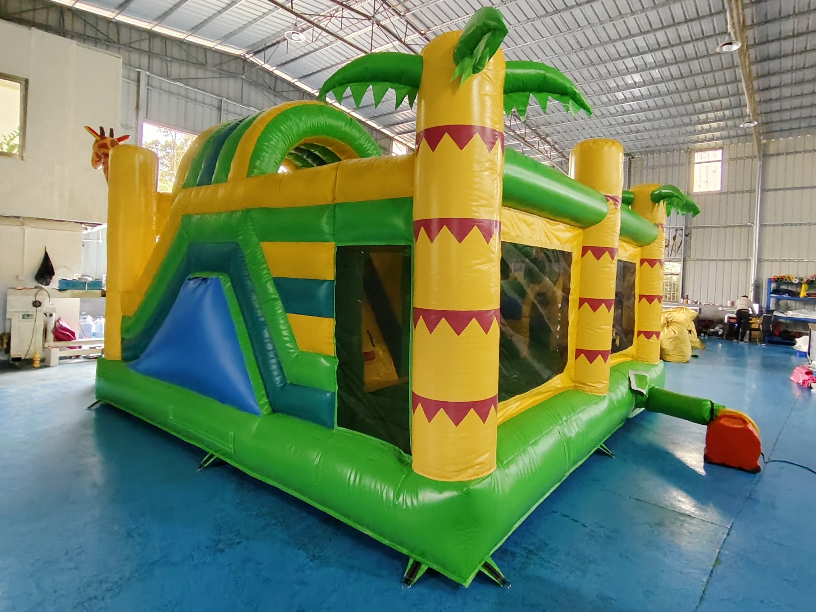 Commercial Grade Outdoor Inflatable Combo Zoo Giraffe Inflatable Bounce House With Slide Funny Jumping Castle