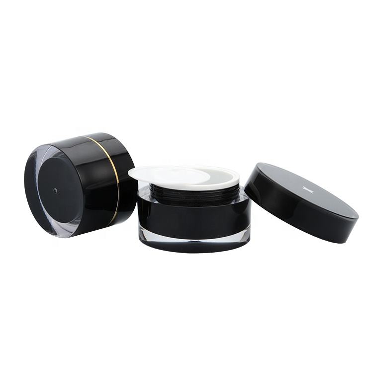 Matte Black Round Acrylic Containers 50g 2oz Plastic Cosmetic Jar