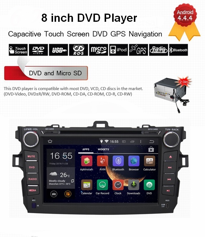 Ouchuangbo Car DVD Stereo System for Toyota Corolla 2008-2011 Android 4.4 3G Wifi BT Audio