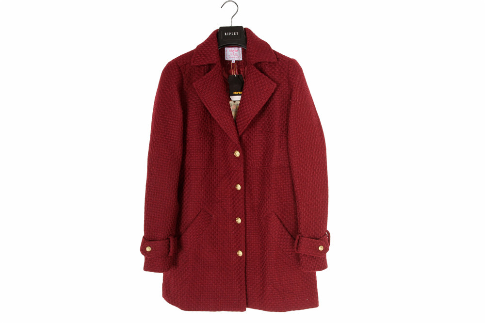 Stockpapa Autumn Winter Ladies Knit Burgundy Longline Blazer