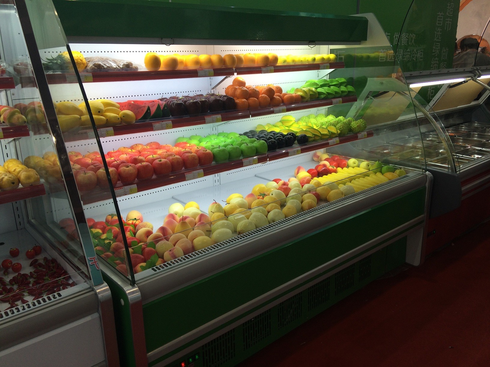 Commercial Open Front Fruit Display Chiller For Store With Air Cooler 1100W