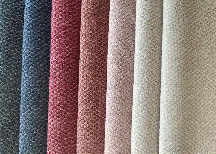 Chenille Sofa Linen Weave Upholstery Fabric Fusible 370gsm