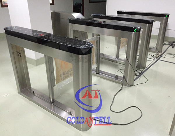 2D barcode ticket system gate , rfid cards swipe turnstile , swing access control turnstile for marine park