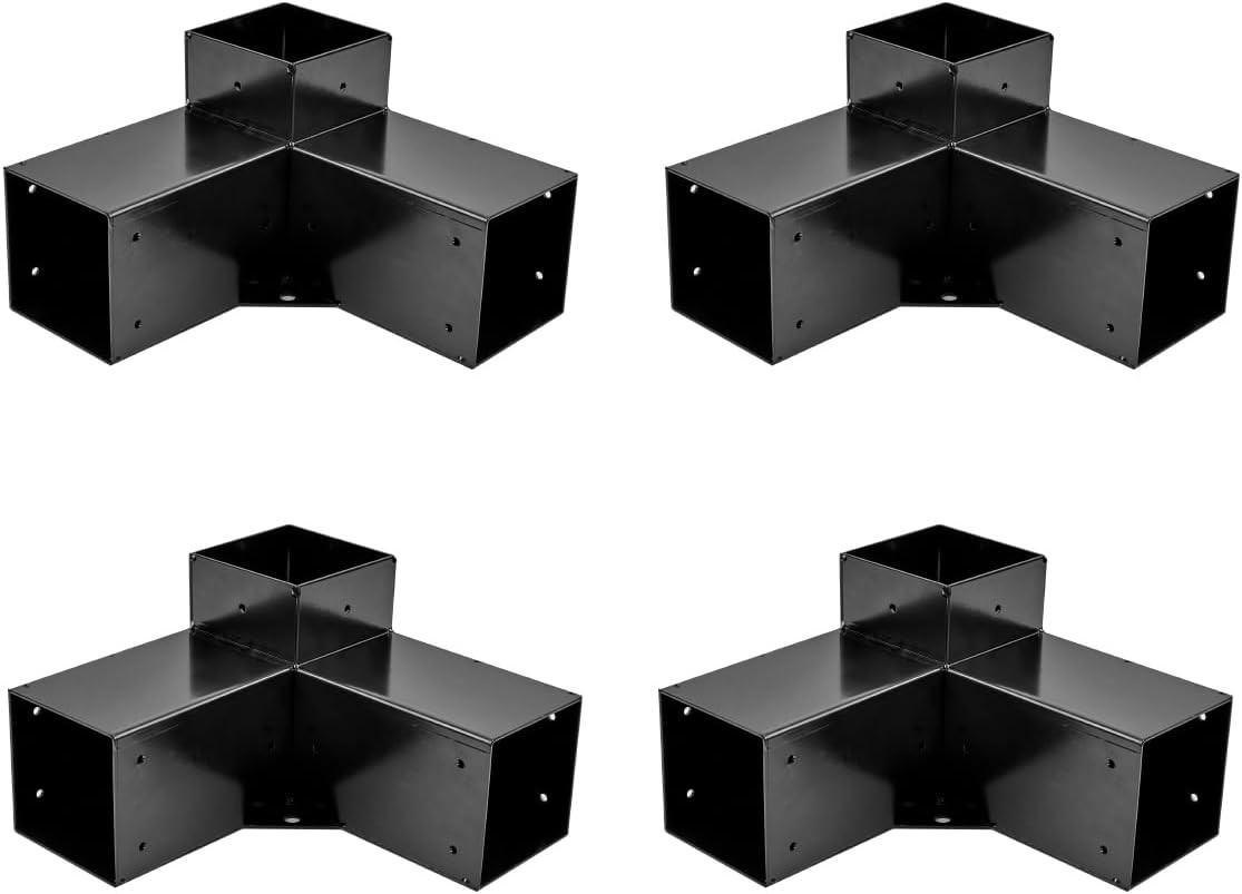 Rust Resistant Black 4x4 Steel Brackets For Wall Mounted Pergola