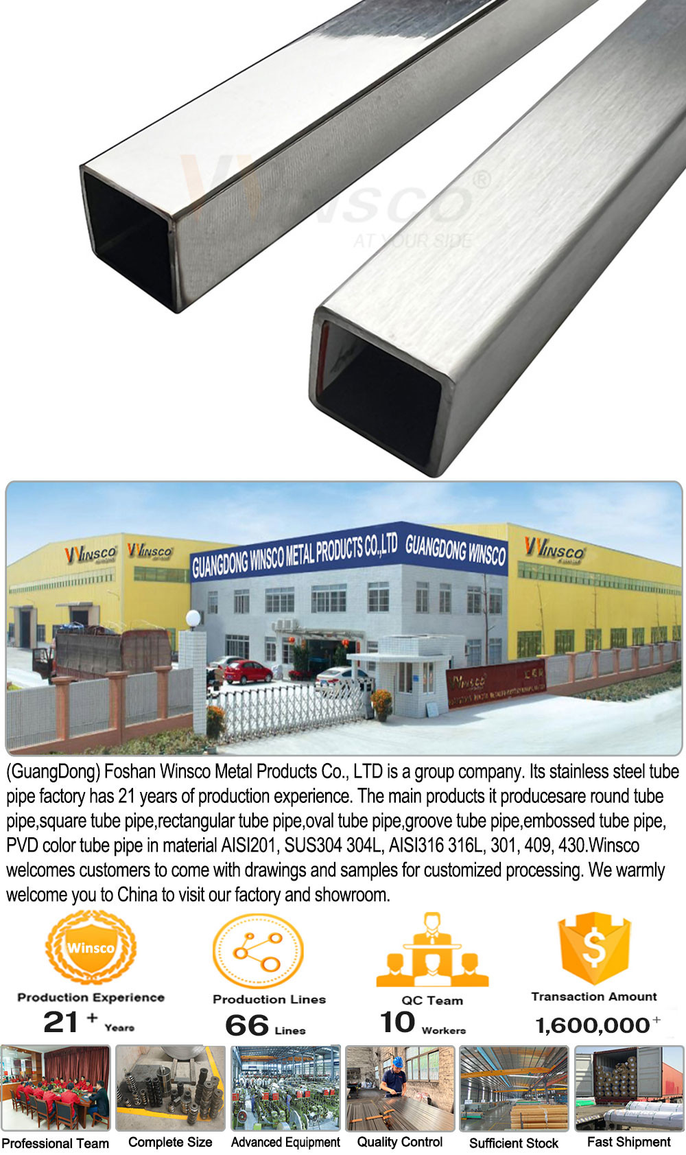SUS 201 304 316 20mmx20mm Size Stainless Steel Square Pipe 0.6mm-2.0mm Wall Thick Inox Tube Mirror Satin Surface