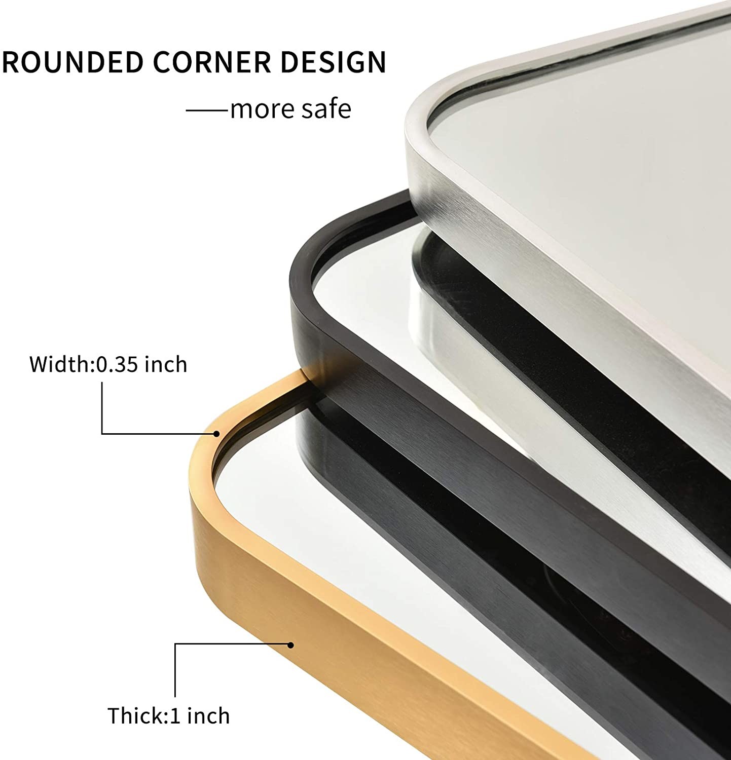 Rounded Corner PVDF Aluminum Mirror Frame For Home Decoration