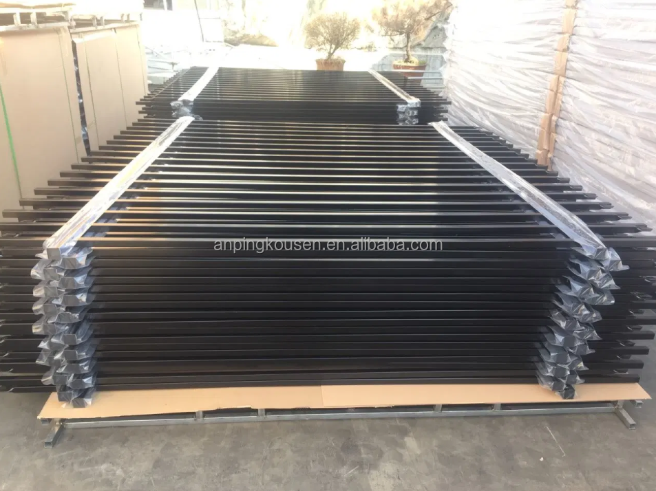 3m Black Aluminum Hot Dipped Galvanized Powder Coated Garden Steel Fence Panels With Post