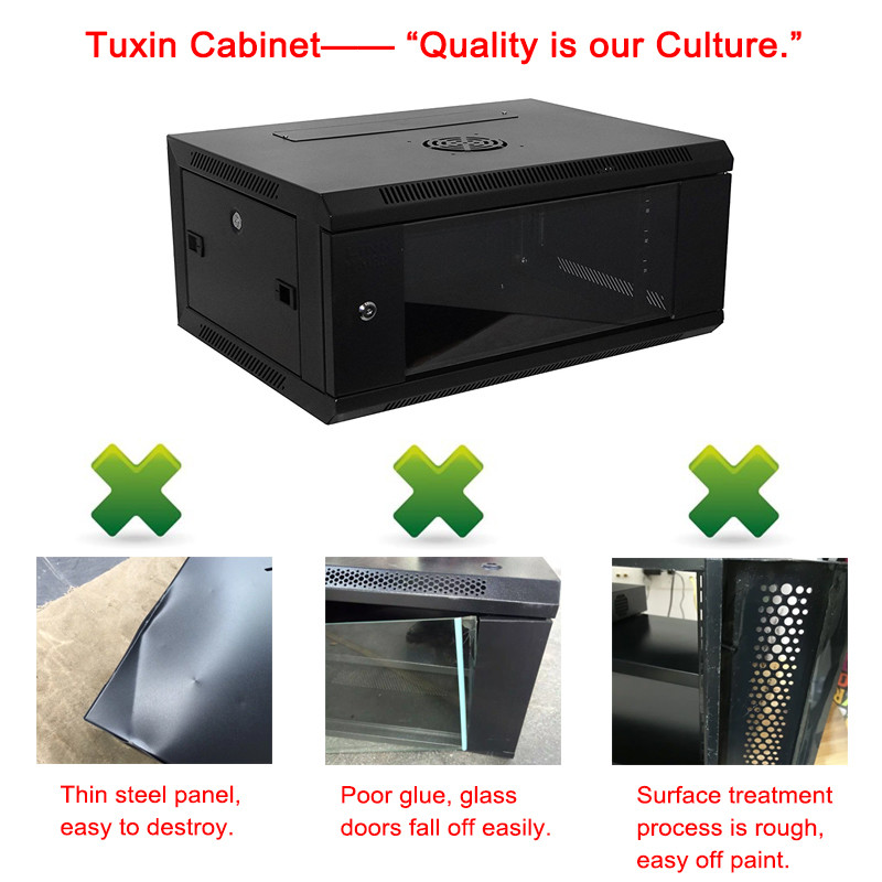 19 Inch 4U 600 X 450mm Small Data Cabinet , Wall Mount Rack Enclosure Server Cabinet
