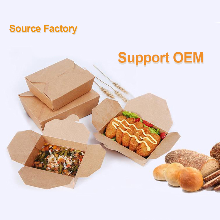 Custom CMYK Printing Kraft Cardboard Take Away Paper Box for Picnic Food Packaging