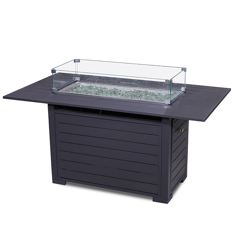 Rectangle Outdoor Propane Fire Pit Table 30 Inch 55000 BTU Square Rattan Gas Firepits
