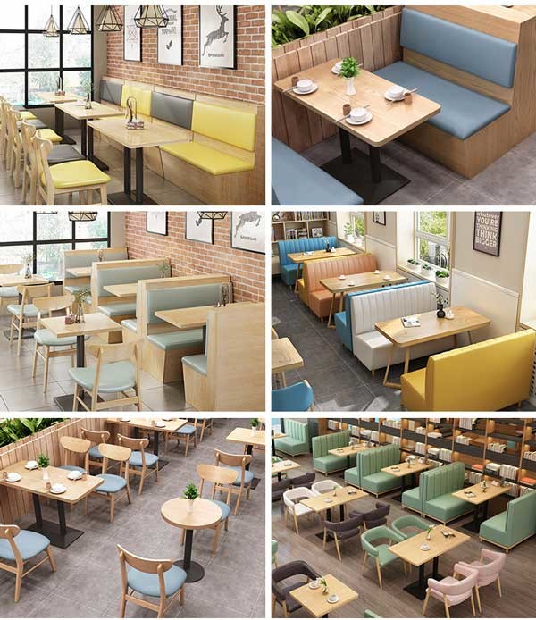 Double Side High Back Commercial Cafeteria Furniture Leather Restaurant Booth Seating
