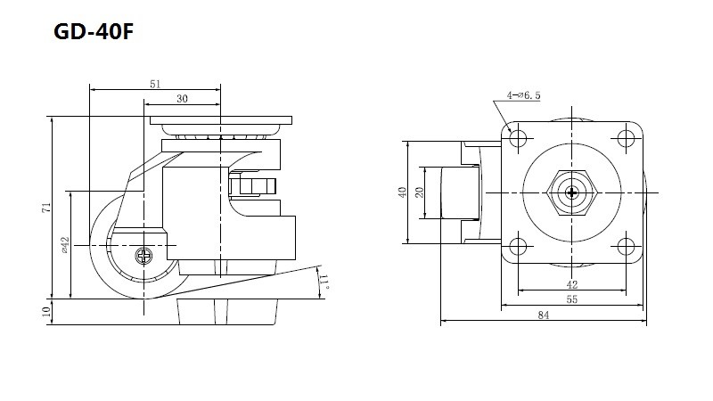 50kg-1500kg Plate Leveling Casters Heavy Duty EDL Casters GD Series GDF