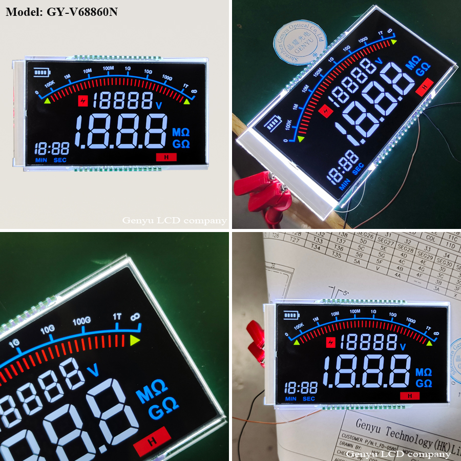 Customized Size Segment LCD display HTN Blue Transmissive PIN connect with White Backlight 2