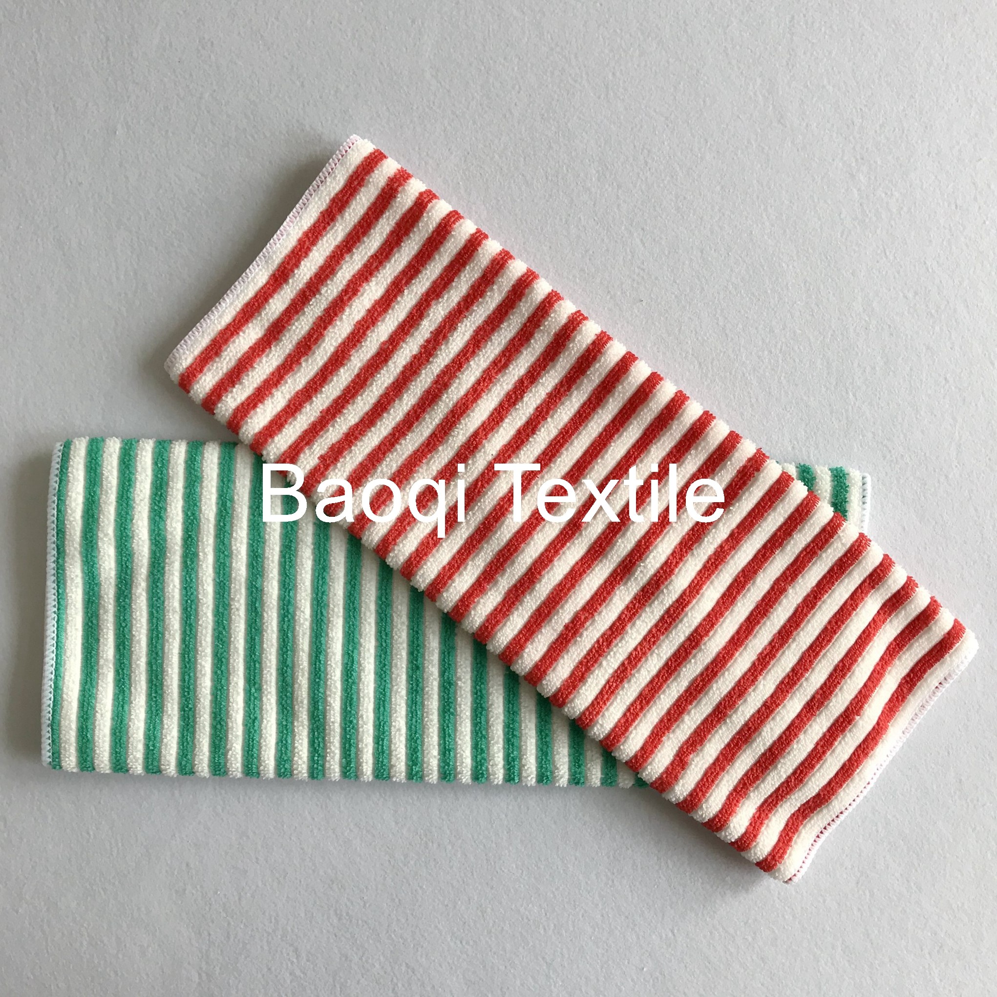 Coloed size 40*40cm microfiber stripe towel polyester plain cleaning towel/ wholesale microfiber dish towels for kitchen