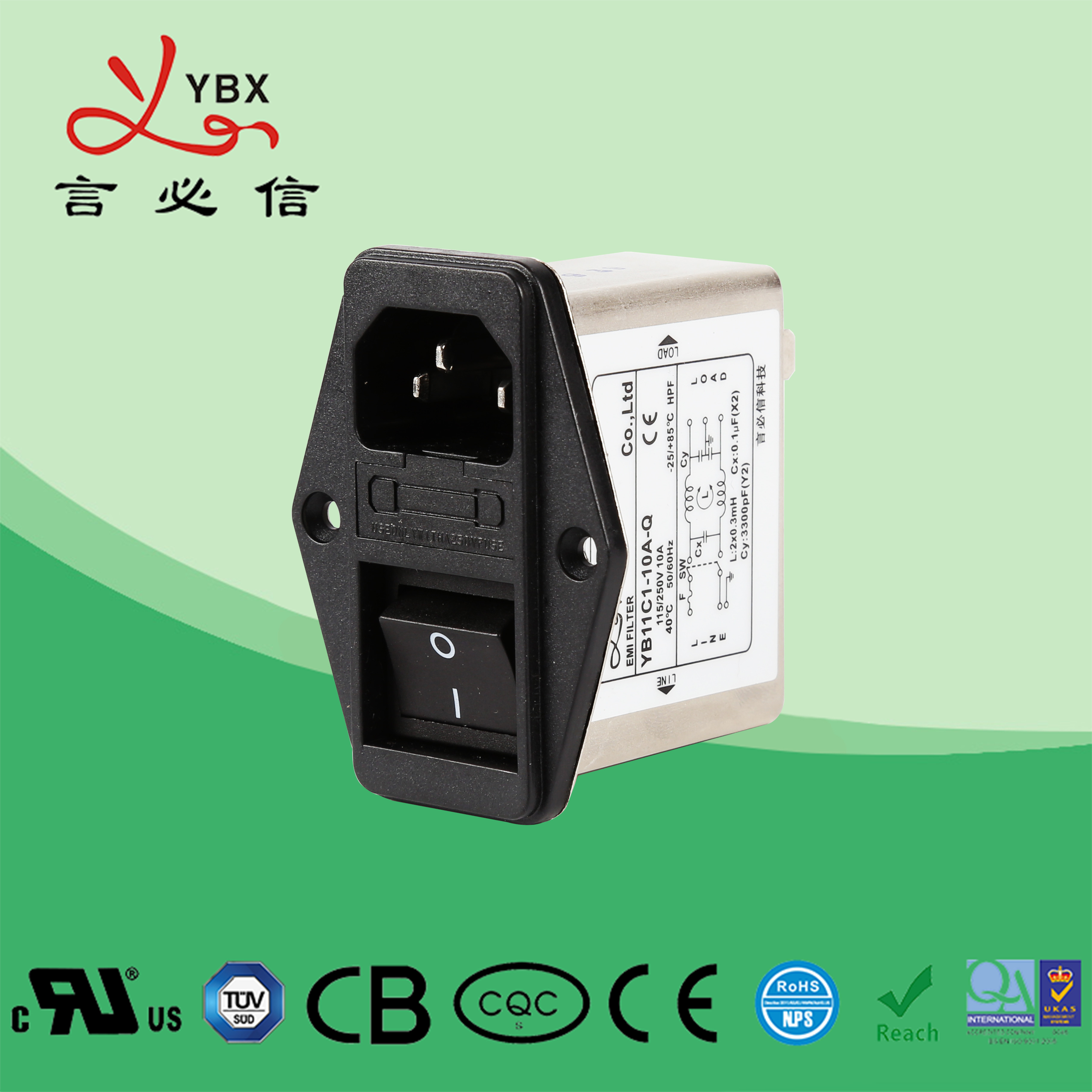 IEC EMI Inlet Filter 1A Low Current Power Inlet Filter For Medical Equipment