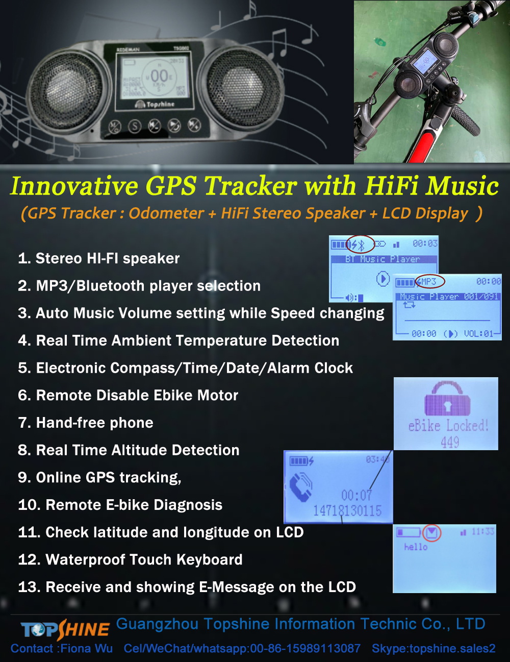 Wireless Smart 4G GPS tracker with WiFi Hotspot HiFi Music System
