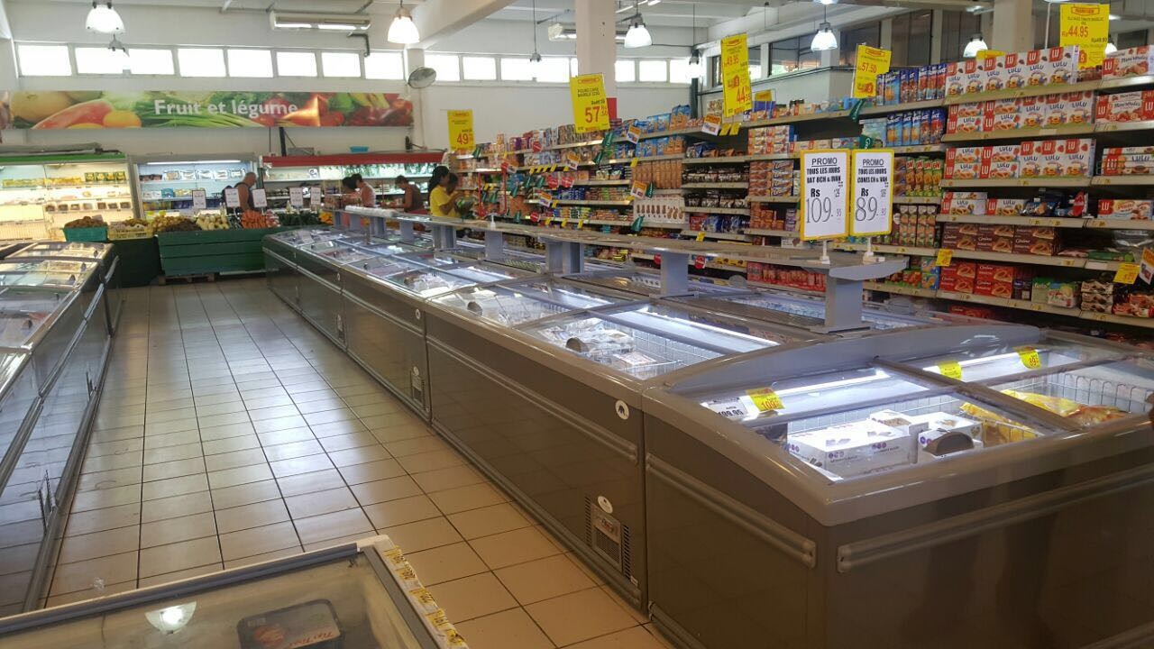 Danfoss Compressor Supermarket Island Freezer With Static Cooling System