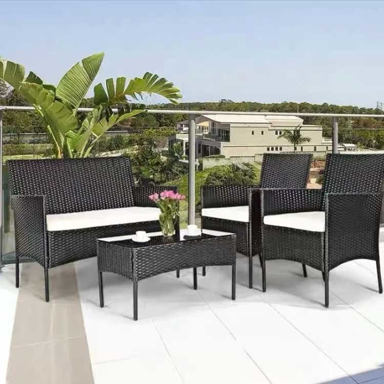 Wicker Outdoor Corner Sofa Set Rattan Garden Chair With Metal Legs