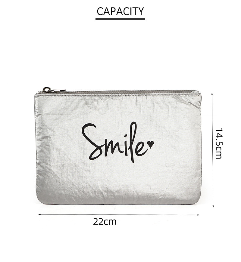 Women'S Retro Solid Color Tyvek Cosmetic Makeup Bag